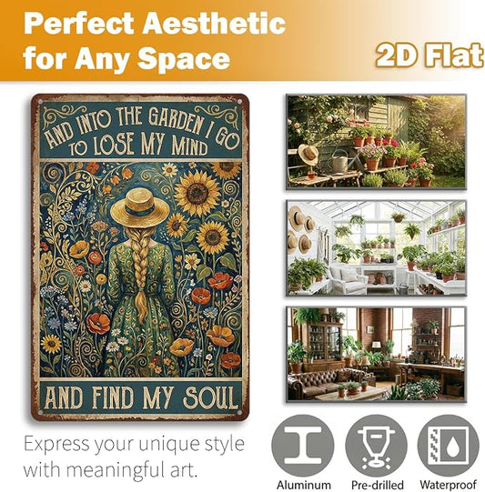 Garden Decor Sign Into the Garden I Go Floral Wall Art | Nature Lovers • Patio Yard Display • Garden Theme • Vintage Cottage Style • UV Printed • 8x12 Inch