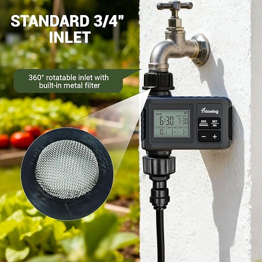 360° Adjustable Drip Irrigation System - 100 FT Automatic Garden Watering System with 32 Nozzles & Water Timer, Raised Bed Sprinkler System, Garden Mister for Yard, Lawn, Plants, 5/16" Tubing