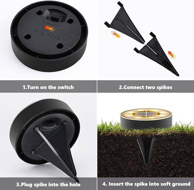 Joomer Solar Ground Lights Outdoor Waterproof, 16 Pack 8 LED, Warm White | Solar Powered Garden Lights Disc Landscape Lighting Outdoor for Patio Pathway Lawn Yard Driveway Walkway outside
