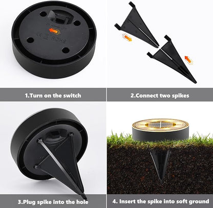 Joomer Solar Ground Lights Outdoor Waterproof, 16 Pack 8 LED, Warm White | Solar Powered Garden Lights Disc Landscape Lighting Outdoor for Patio Pathway Lawn Yard Driveway Walkway outside