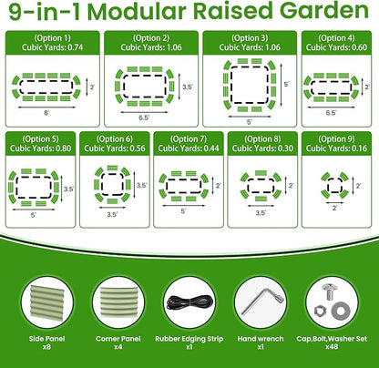 Gruper Galvanized Raised Garden Bed, 8×2×1.4 ft Tall Oval Large Metal Planter Raised Garden Boxes Outdoor for Vegetable Fruits Flower Herb, Anti-Rust and Sturdy & Easy-Setup