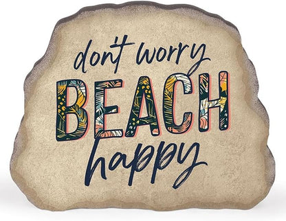 P. Graham Dunn Wood Tabletop Shape Decor - 7" x 5.5" - Don’t Worry Beach Happy