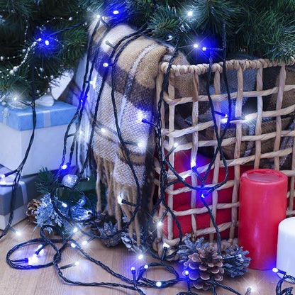Blue and White Christmas Lights Outdoor, 100FT 300 LED Christmas Tree Lights Waterproof with 8 Modes, Connectable Plug in String Lights for Outside Indoor Patio Garden Xmas Party Decorations