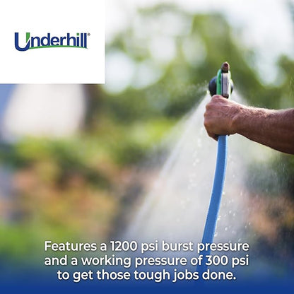 Underhill UltraMax Commercial Garden Water Hose 50 ft, Lightweight, Flexible, Anti-Kink, All Weather, 1200 psi, H75-050B, 3/4 Inch x 50 ft, Blue