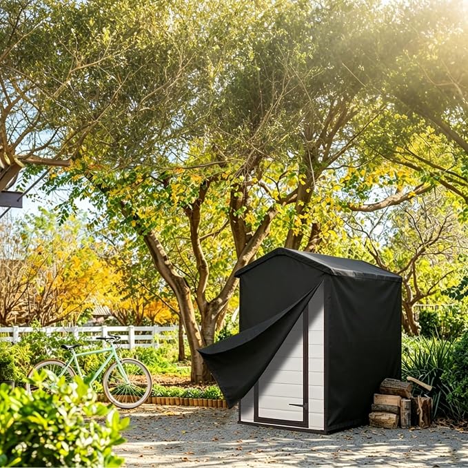 Cover for Storage Shed 600D for Garden Storage Shed and Ssolar Shed and other model Furnace . Heavy Duty 600D Black (M)