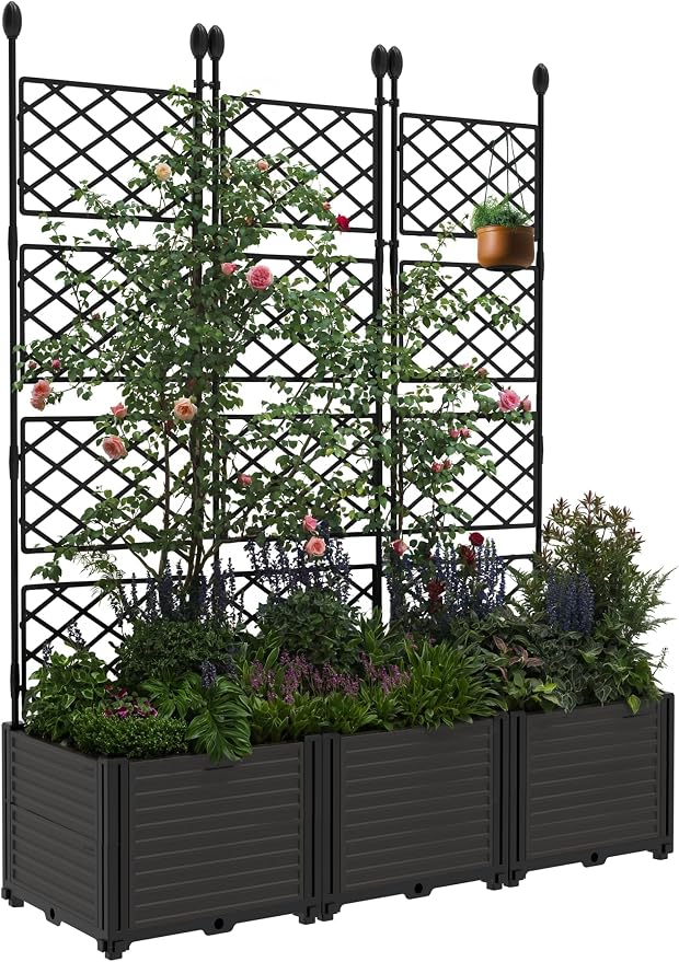 Planter Box WithTrellis,Planter Box for Climbing Plants/Vines,50x63In Garden Trellis,for Vegetables Flower, Planter Box for Backyard Patio Balcon