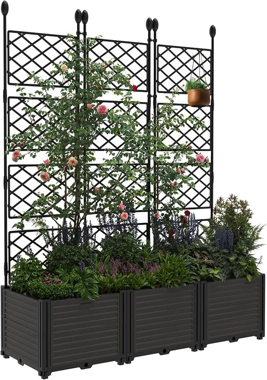 Planter Box WithTrellis,Planter Box for Climbing Plants/Vines,50x63In Garden Trellis,for Vegetables Flower, Planter Box for Backyard Patio Balcon