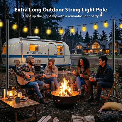 AHRLHR 10 Pack String Light Poles, Outdoor String Light Pole 10 ft Forked Metal Light Pole with Adjustable Outdoor Light Stand, Deck, Backyard, Garden, Wedding, Rustproof and Sturdy with Hooks.