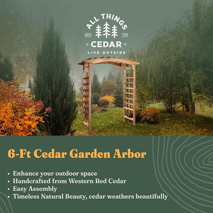 All Things Cedar 6-Foot Pagoda Arbor Garden Arch Trellis for Climbing Plants, Transform Garden or Patio Spaces, Made from Premium Western Red Cedar