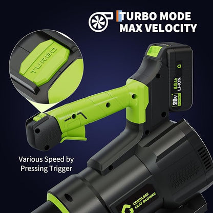 20V Electric Leaf Blower, 650CFM & 200MPH, 18,000 RPM | Battery Leaf Blower, Handheld Blowing for Lawn, Driveway, Small to Medium Yard Cleaning
