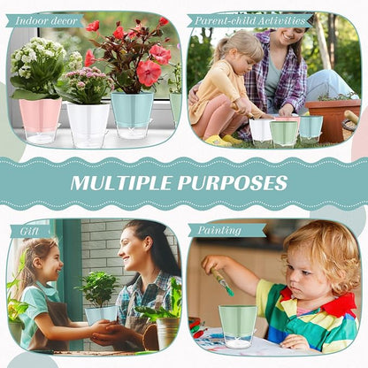 Funnymoom 6 Pack 6 Inch Self Watering Plant Pots Self Watering Planters with with Visual Reservoir and Drainage Hole Plastic Flower Pots for Indoor Plants African Violets Flowers