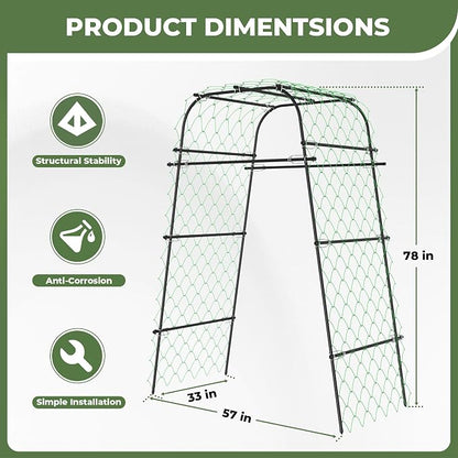 AlisisFores Garden Arch Plant Trellis for Climbing Plants Outdoor, Grape Trellis Metal, Cucumber Trellis for Raised Bed, Arbor Trellis Plant Support Flower Vegetables,Tomato Black,6.7FT Rust-Proof