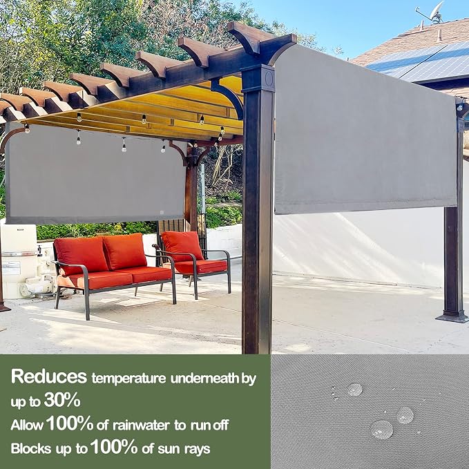 Alion Home Waterproof Pergola Cover - Universal Replacement Canopy (16' L x 9' W, Grey)