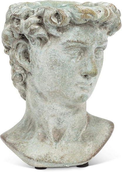 Abbott Collection Extra Small Male Head Planter | Cement, Gray, 6"H