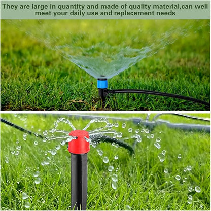 SiliFine 120 Pcs Drip Irrigation Emitters for 1/4'' Drip Irrigation Tubing 60 Irrigation Emitters Sprayer 60 Adjustable 360 Degree Water Flow Drippers for Patio Lawn Garden Watering