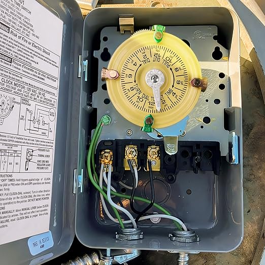 T101 Mechanical Timer Switch - 120V 2HP 40A SPST Electromechanical Timers, 12 ON/Off 24 Hour Timer with Tripper for Lights, Pool Pumps, Water Heater Fans & HVAC Systems