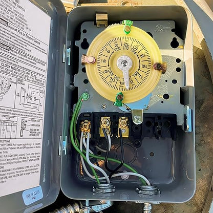 T101 Mechanical Timer Switch - 120V 2HP 40A SPST Electromechanical Timers, 12 ON/Off 24 Hour Timer with Tripper for Lights, Pool Pumps, Water Heater Fans & HVAC Systems