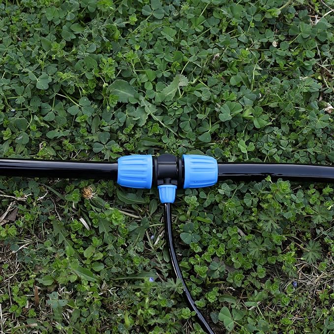 10 Pcs 1/2 to 1/4 inch Garden Hose Tubing Irrigation Fittings,3-Way Anti-Leak 1/2'' to 1/4'' Locked Barbed Drip Irrigation Tee Connectors (1/2"IDx0.6-0.63"OD) 1/2'' to 1/4'' Irrigation Tubing Fitting