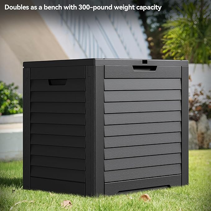 YITAHOME 35 Gallon Outdoor Storage Box | Waterproof Resin Deck Box and Package Delivery with Lockable Lid for Patio Furniture Cushions, Pool Accessories, Garden