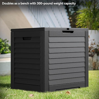 YITAHOME 35 Gallon Outdoor Storage Box | Waterproof Resin Deck Box and Package Delivery with Lockable Lid for Patio Furniture Cushions, Pool Accessories, Garden