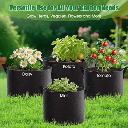 FEED GARDEN 5 Gallon Grow Bags 8 Pack – 300G Thickened Fabric Plant Pots with Reinforced Handles, Breathable Drainage Planters for Vegetables, Flowers & Herbs Indoor Outdoor
