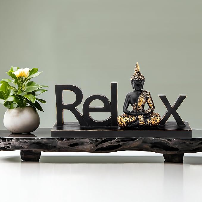 Smadeer Buddha Statue Buddah Buda - Buddah Statues for Home Decoration,Laughing Buddha Statue for Yoga feng Shui Meditation Spiritual Room Decor,Buddha Decor Indoor, Relax Budha Zen Decor