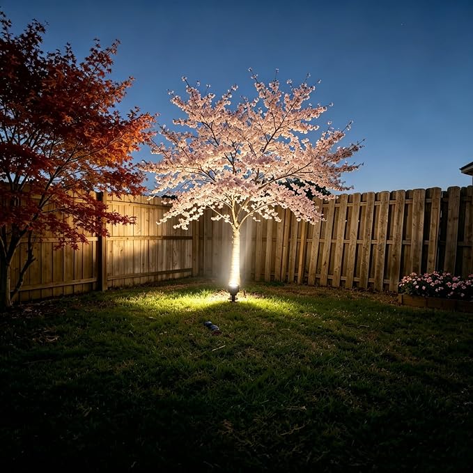 Low Voltage Landscape Lighting Kit, 8 Pack 5W LED Spotlight, 550LM IP65 Waterproof Outdoor Lights with Timer Function Transformer, 65FT Cable 2700K for Garden Yard Path