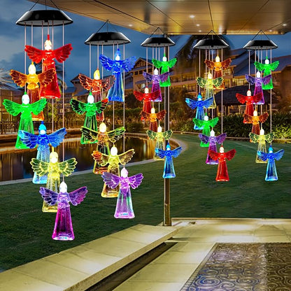 Solar Wind Chimes Outdoor Color Changing Lights, Gift for Women Mom Grandma Sister Best Gifts, Wind Chimes Unique Outdoor Garden Yard Decor (Angel)