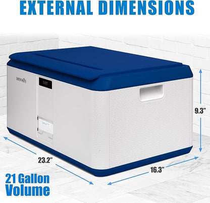 SereneLife Lockable Storage Box, 21 Gallon Capacity Storage Trunk with Combination Lock, Locking Container Bin for Organization, Blue