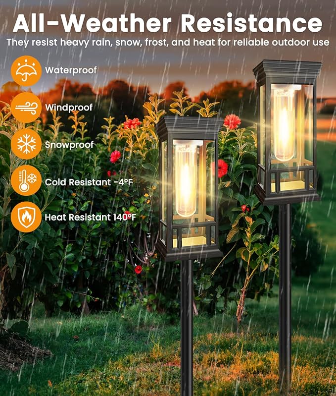 10 Pack Solar Pathway Lights Outdoor, Taller Bright Solar Path Lights Waterproof, Auto On/Off Solar Powered Garden Lights for Outside Landscape Path Yard Walkway Lawn Driveway Patio Lighting Decor