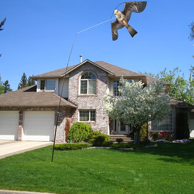 Bird Hawk Flying Kite with Pole Crops Farm Protector Bird Scarer Flying Kite with 6m Pole-Style B