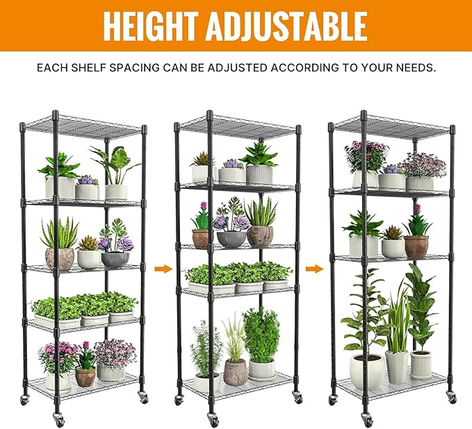 Small Greenhouse for Indoors, 5 Tier 23.1" L×13.2" W×61.2" H | adjustable shelves，Portable Greenhouse with Wheels，for Growing Flowers and Seedlings