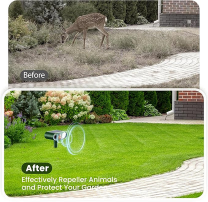 2026 Upgraded Solar Ultrasonic Animal Repellent Outdoor, Waterproof Deer Repellent Devices, Motion-Activated Pest Deterrent, Repels Deer, Cat, Squirrel, Raccoon for Yard Garden Farm