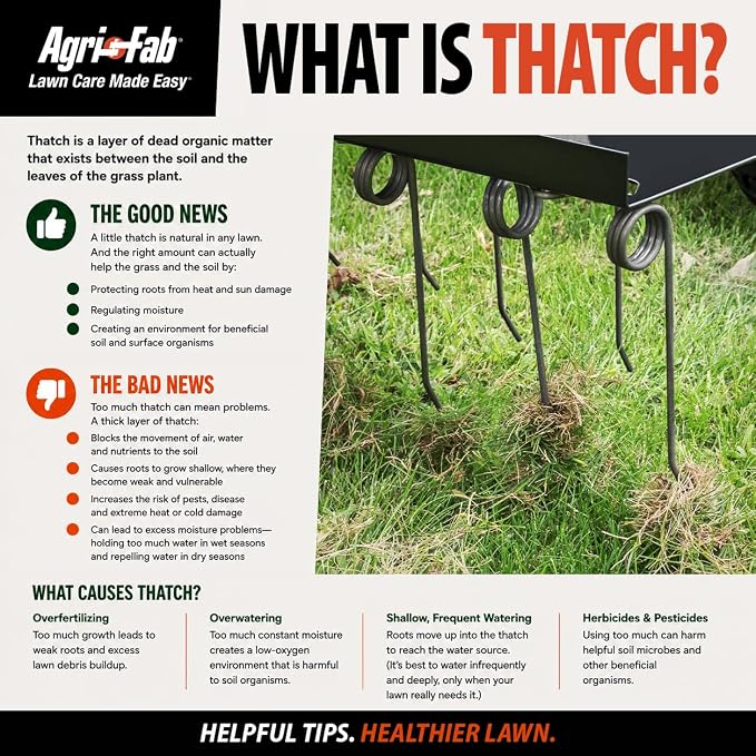 Agri-Fab 48 In Tow Behind Lawn Dethatcher with 24 Durable Spring Steel Tines and Universal Hitch