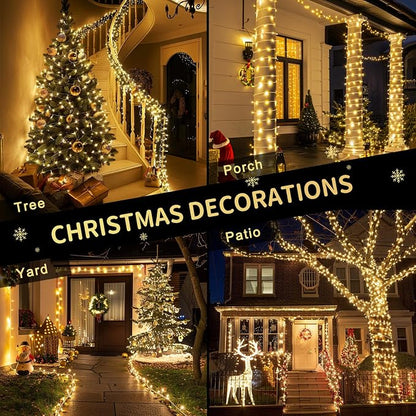 JMEXSUSS Outdoor Christmas Lights Plug in: 315ft 1200 LED Christmas Tree Lights with Remote - 8 Modes Warm White Xmas String Light for Wedding Holiday Yard Party Indoor Decoration
