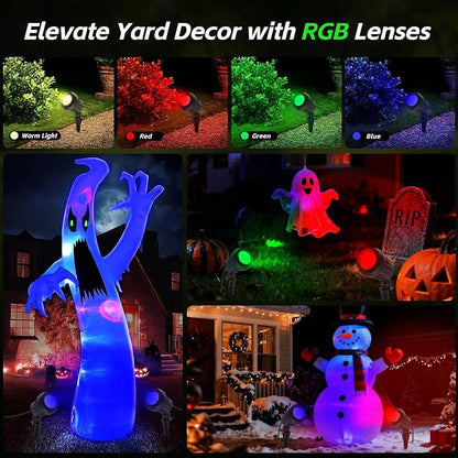 Spotlight Outdoor – 120V Plug-in, 2700K Warm White LED Landscape Spot Lights with RGB 3 Lenses for Yard, Garden, Lawn&Tree Decor, IP67 Waterproof, Perfect for Holidays&Everyday (4 Pack, Black)