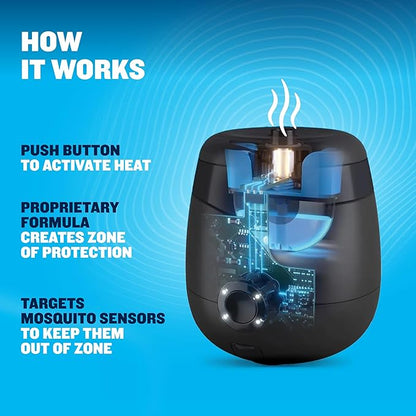 Thermacell E-ZoneGuard Patio Rechargeable Mosquito Repeller with 20-Foot Zone of Scientifically Proven Outdoor Protection; 5.5-Hr Battery; 12-Hr Refill; Bug Spray Alternative; DEET-Free; Black