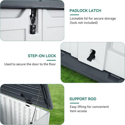 YITAHOME Outdoor Resin Storage Sheds | 39 in Height Lockable Waterproof Horizontal Shed w/o Shelf, Easy to Assemble Shed Storage for Garden Tools, Light Gray