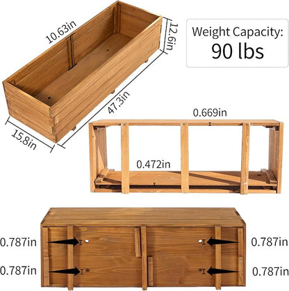 Fir Wood Raised Garden Bed Rectangular Planter for Outdoor Tomato Planter | For Herbs & Flowers Garden Includes Fabric Planter Liner, 4 Drainage Holes