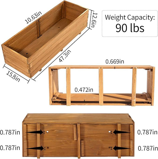Fir Wood Raised Garden Bed Rectangular Planter for Outdoor Tomato Planter | For Herbs & Flowers Garden Includes Fabric Planter Liner, 4 Drainage Holes