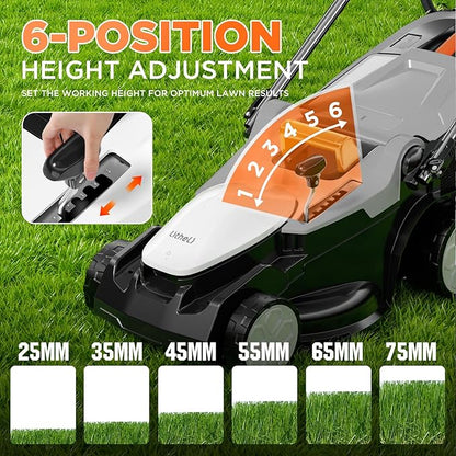 Litheli 40V (2 x 20V) 16.6" Electric Lawn Mower Cordless, Walk Behind Lawn Mower with 6-Height Adjust, Portable & Lightweight Push Battery Powered Lawn Mower (2 * 4.0AH Batteries Included)