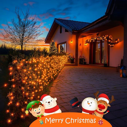 JMEXSUSS 150 LED Orange Halloween Lights Indoor Outdoor, Connectable Christmas String Lights Indoor Plug in, 8 Modes Orange Lights for Halloween Fireplace Tree Bedroom Party Decor