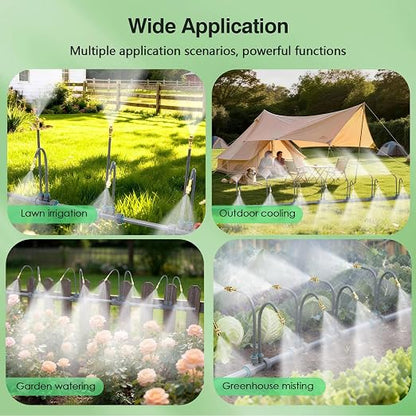 66 FT Drip Irrigation System - 360° Adjustable Garden Watering System | 40 Spray Nozzles, 2 Head, Garden Atomizing Misting System, Irrigation System for Garden, Greenhouse, Yard, Lawn, Plants