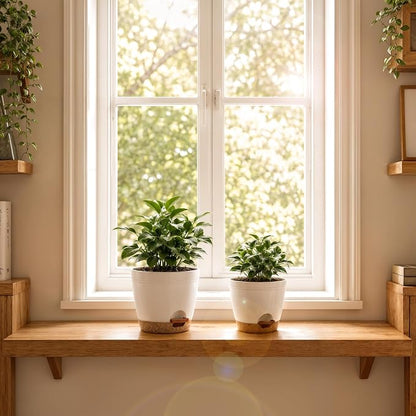 Utopia Home Self Watering Pots for Indoor Plants, Planters for Indoor Plants, Multi-Size Flowerpot, Set of 5 Plant Pots with Drainage & Reservoir, 6.8"/6.4"/5.9"/5.5"/4.9" (White)