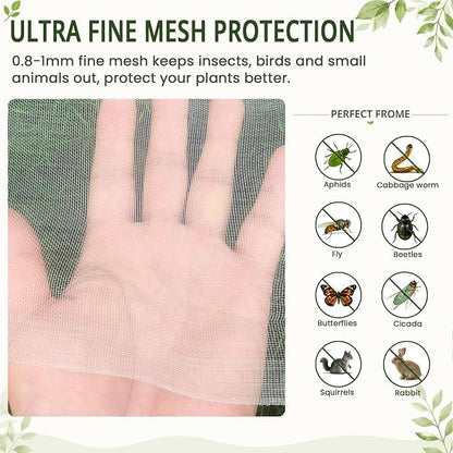 4x12Ft Garden Netting, Fine Mesh Insect Netting for Plant Protection, Mosquito Bug Bird Barrier Mesh Cover for Vegetables Fruits Flowers Raised Beds