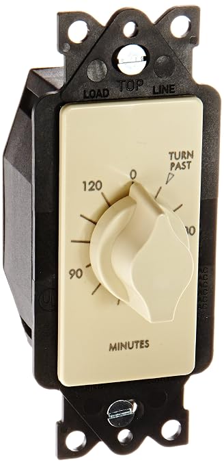 TORK A502H Spring-Wound in-Wall Twist Timer, 2-Hour Length and Ivory Face, 12 AWG / 125-277V, for Automatic Shutoff of Fans and Lights
