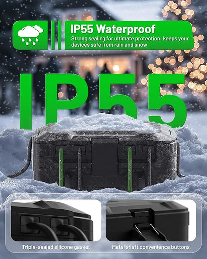 [2026 Upgrade] Outdoor Waterproof Electrical Box, (12.3 x 7.5 x 5.1 inch) with IP55 Waterproof Canvas, Weatherproof Extension Cord Cover, Protect Power Strip, Plug, Socket, Christmas Holiday Lights