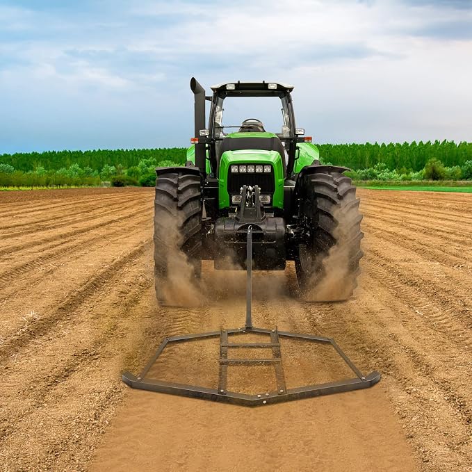 60 Inch ATV Drag Harrow with 2 Adjustable Bars Driveway Drag Grader for Landscape Leveling or Sod Prepping for Farm Garden Field