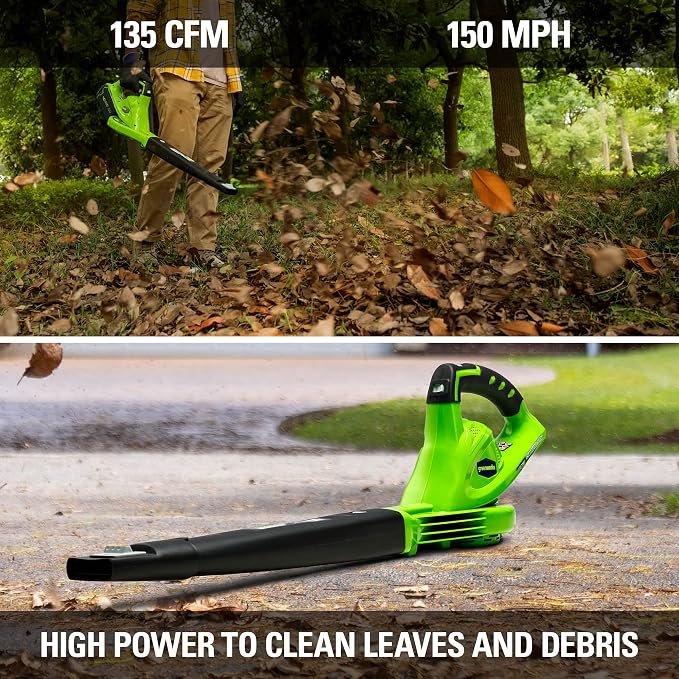 Greenworks 40V (150 MPH) Cordless Leaf Blower, 4.0Ah Battery and Charger Included 24212, 4Ah Battery & Charger, 40V String Trimmer