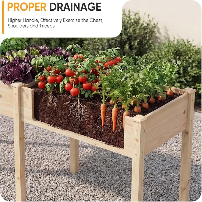 NEWBULIG Raised Garden Bed Wood 72x23x30in, Elevated Wooden Planter Box Stand with Legs for Outdoors Balcony Backyard, Raised Garden Bed for Planting Herbs Flowers Vegetables, Natural Wood